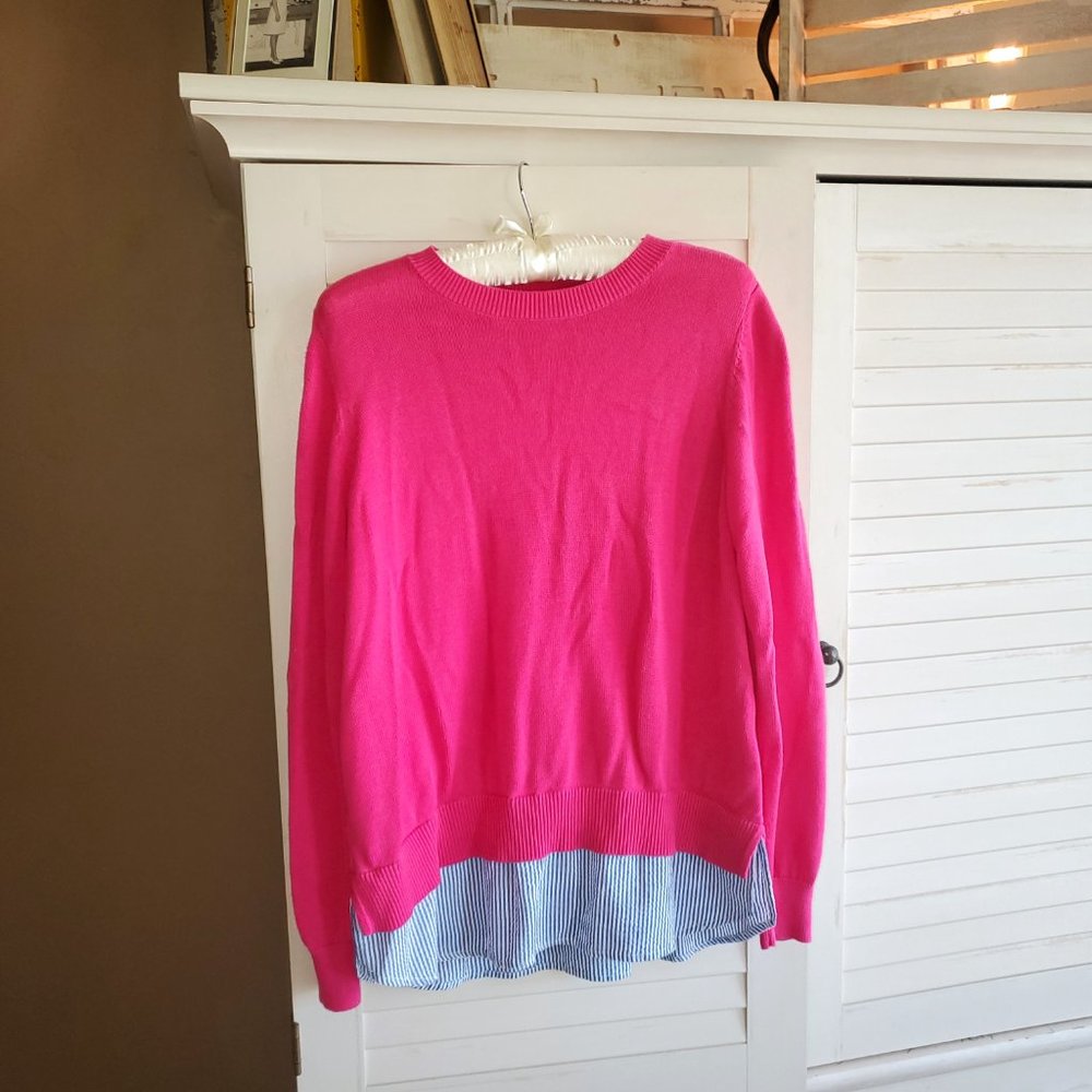 Joan Rivers Long Sleeve Sweater with Seersucker Detail Small Magenta - Picture 8 of 8